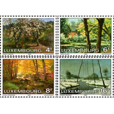 4 عدد تمبر مناظر در چهار فصل - لوگزامبورگ 1982