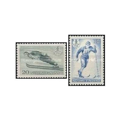 2 عدد  تمبر مسابقات قهرمانی بین المللی اسکی در لاهتی - فنلاند 1958