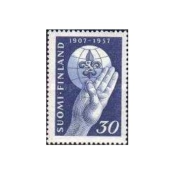1 عدد  تمبر پنجاهمین سالگرد جنبش بین المللی پیشاهنگی - فنلاند 1957