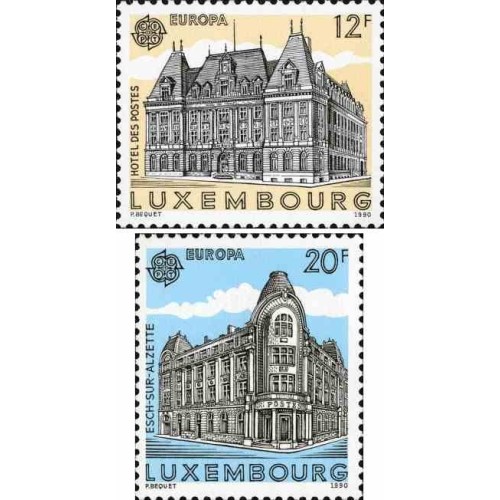2 عدد تمبر مشترک اروپا - Europa Cept - دفاتر پستی - لوگزامبورگ 1990 قیمت 3.5 دلار