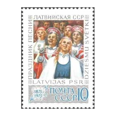 1 عدد تمبر صدمین سالگرد جشنواره آواز لتونی - شوروی 1973