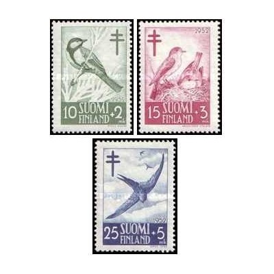 3 عدد  تمبر پرندگان - پیشگیری از سل - پرندگان - فنلاند 1952 قیمت 6.6 دلار