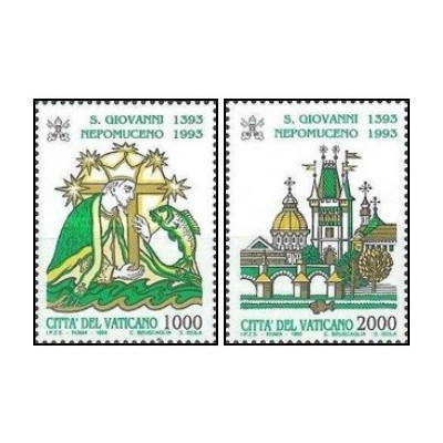 2 عدد  تمبر  ششصدمین سالگرد مرگ جان نپوموکوس - واتیکان 1993 قیمت 4.76 دلار