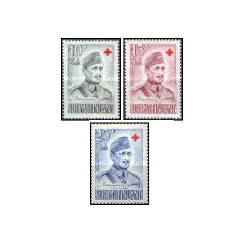 3 عدد  تمبر خیریه صلیب سرخ - فیلد مارشال مانرهایم - فنلاند 1952 قیمت 6.6 دلار