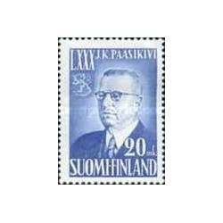 1 عدد تمبر هشتادمین سالگرد تولد رئیس جمهور پاآسیکیوی - فنلاند 1950