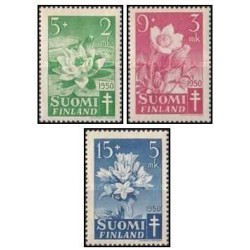 3 عدد تمبر پیشگیری از سل - گل - فنلاند 1950 قیمت 6.5 دلار