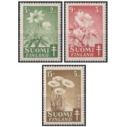 3 عدد تمبر پیشگیری از سل - گل- فنلاند 1949