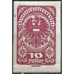 1 عدد تمبر سری پستی - کاغذ سفید - بیدندانه - 10H - کارمین - اتریش 1919