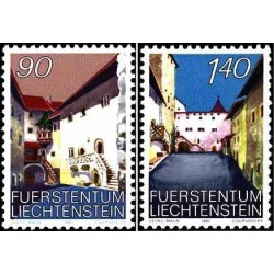 2 عدد تمبر سری پستی - قلعه وادوز -لیختنشتاین 1987