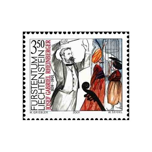 1 عدد تمبر صدمین سالگرد درگذشت یوزف گابریل راینبرگر - آهنگساز - لیختنشتاین 2001