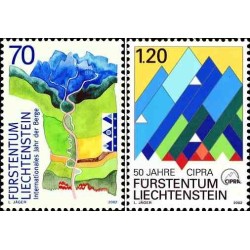 2 عدد تمبر سال جهانی کوهستان - پنجاهمین سالگرد CIPRA - لیختنشتاین 2002