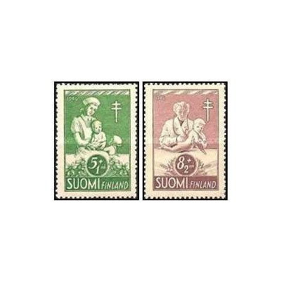 2 عدد تمبر پیشگیری از سل - فنلاند 1946