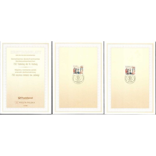 فولدر یادبود مهر روز  تمبر 750مین سالگرد درگذشت  هدویگ هایدریش مقدس  چاپ لهستان 1993 و آلمان 1993