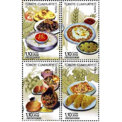 4 عدد تمبر غذاهای محلی - آناتولی مرکزی -ترکیه 2013 تمبر شیت