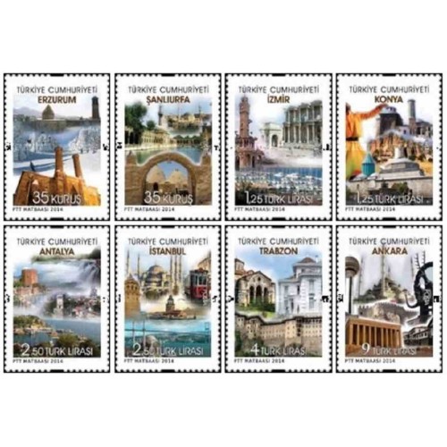 8 عدد تمبر سری پستی - گردشگری -ترکیه 2014 قسمت 11.5 دلار