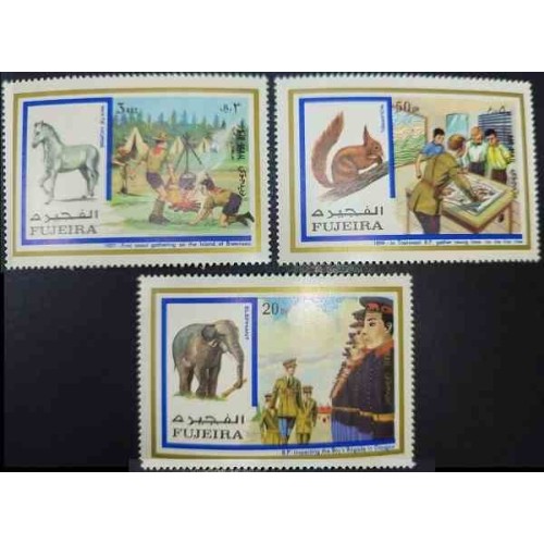 3 عدد تمبر پیشاهنگان و حیوانات - پست هوائی  - فجیره 1972