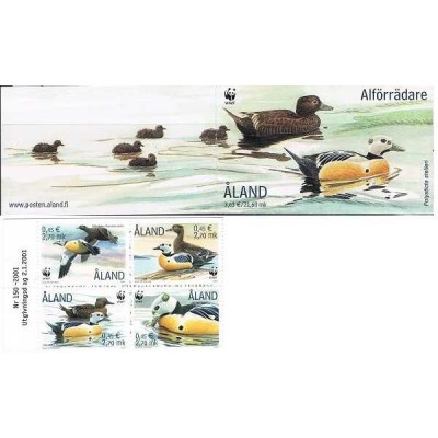 کتابچه با 4 عدد تمبر  اردکها - WWF - آلاند 2001