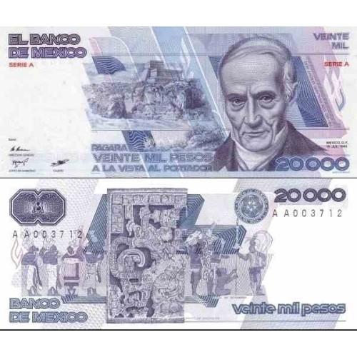 اسکناس 20000 پزو - مکزیک 1986 سری A - سفارشی