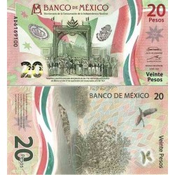 اسکناس 20 پزو - یادبود 200مین سالگرد استقلال ملی - مکزیک 2021 سفارشی