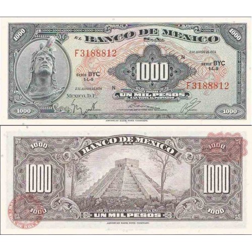 اسکناس 1000 پزو - مکزیک 1974 سفارشی