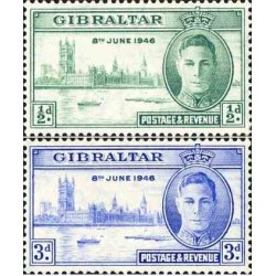 2 عدد تمبر صلح - جبل الطارق 1946