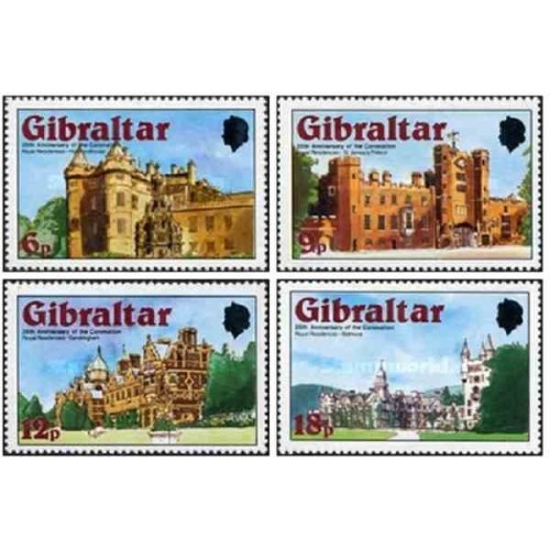 4 عدد تمبر 25مین سالگرد سلطنت ملکه الیزابت - جبل الطارق 1978 کیفیت MN