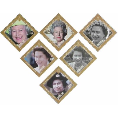 6 عدد تمبر ملکه الیزابت دوم و شاهزاده فیلیپ - یک عمر خدمت - جبل الطارق 2012