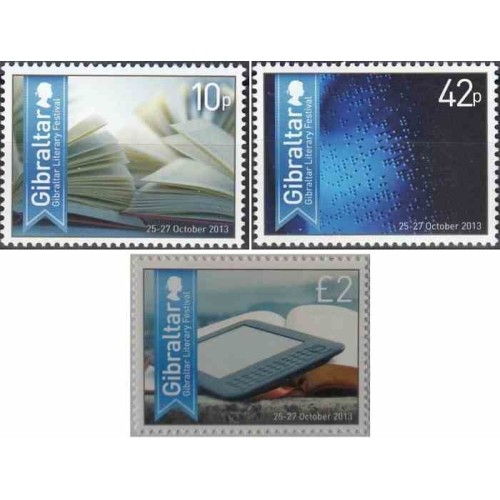 3 عدد تمبر جشنواره بین‌المللی ادبی جبل الطارق - جبل الطارق 2013