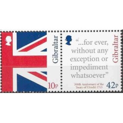 2 عدد تمبر سیصدمین سالگرد پیمان اوترخت - جبل الطارق 2013