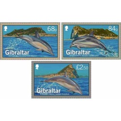 3 عدد تمبر زندگی دریایی - دلفین‌های جبل الطارق - جبل الطارق 2014