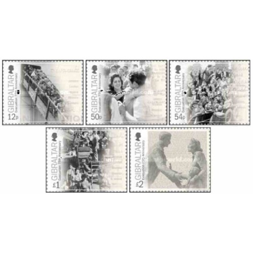 5 عدد تمبر 75مین سالگرد تخلیه - جبل الطارق 2014