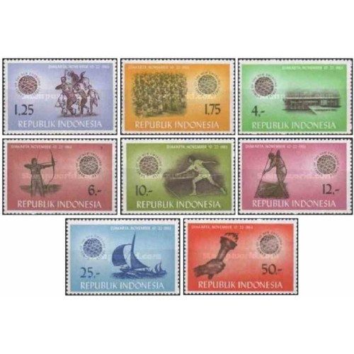 8 عدد تمبر بازی‌های نیروهای نوظهور، جاکارتا - اندونزی 1963