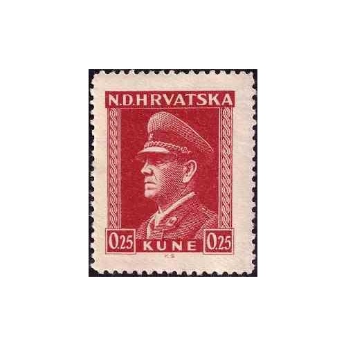 1 عدد تمبر سری پستی - آنته پوليچ - 0.25K- کرواسی 1943