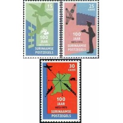 3 عدد تمبر صدمین سالگرد تمبرهای سورینام - سورینام 1973