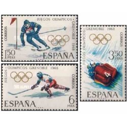 3 عدد تمبر بازی‌های المپیک زمستانی - گرونوبل، فرانسه - اسپانیا 1968