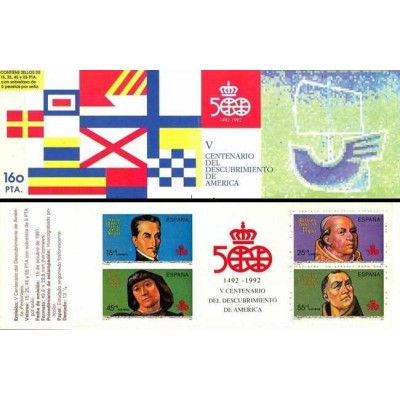 کتابچه با 4 عدد تمبر پانصدمین سالگرد کشف آمریکا - اسپانیا 1991