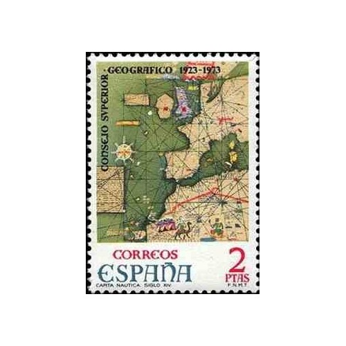 1 عدد تمبر پنجاهمین سالگرد شورای عالی جغرافیایی اسپانیا - اسپانیا 1974