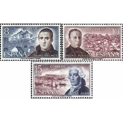 3 عدد تمبر دانشمندان - اسپانیا 1974