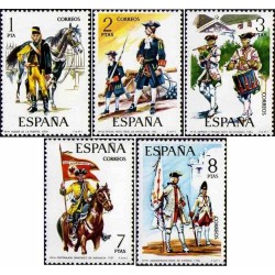 5 عدد تمبر یونیفورمهای نظامی - اسپانیا 1974