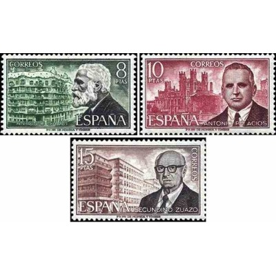 3 عدد تمبر معماران - اسپانیا 1974