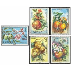 5 عدد تمبر گلها گیاهان و میوه ها - اسپانیا 1975