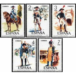 5 عدد تمبر یونیفرمهای نظامی - اسپانیا 1975