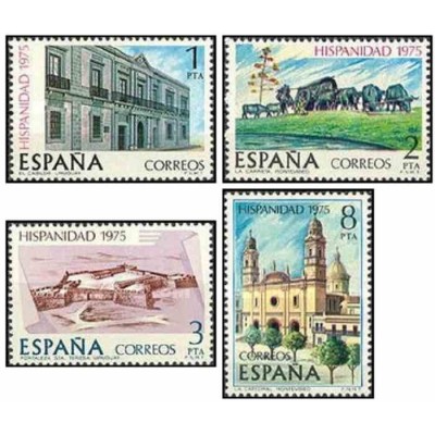4 عدد تمبر تاریخ اسپانیایی-آمریکایی اروگوئه - اسپانیا 1975