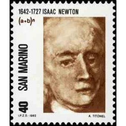 1 عدد تمبر سری پستی - پیشگامان علم - نیوتن - 40L - سان مارینو 1982