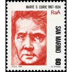 1 عدد تمبر سری پستی - پیشگامان علم - ماری کوری - 60L - سان مارینو 1982