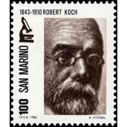 1 عدد تمبر سری پستی - پیشگامان علم - روبرت کخ - 100L - سان مارینو 1982