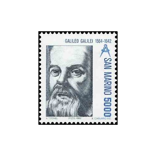1 عدد تمبر سری پستی - پیشگامان علم - گالیله - 5000L - سان مارینو 1982 قیمت 5.8 دلار