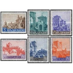 6 عدد تمبر سری پستی - نماهای شهری - سان مارینو 1966