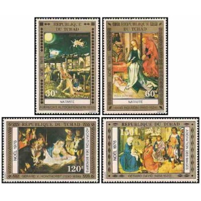 4 عدد تمبر پست هوایی - کریسمس - چاد 1976 قیمت 4.3 دلار