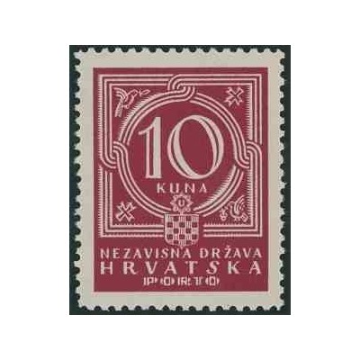 کپی از 1 عدد تمبر بدهی پستی  - اعداد - 10Kn - کرواسی 1941 کیفیت MN